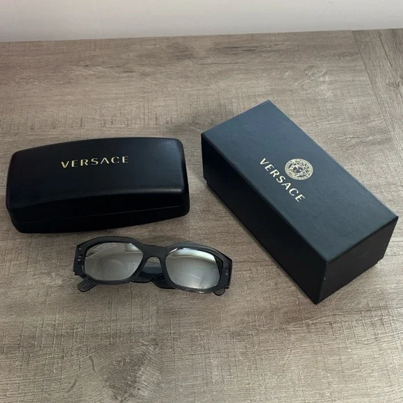 Versace Medusa Biggie Transparent Gray Sunglasses with Case - Picture 7 of 7